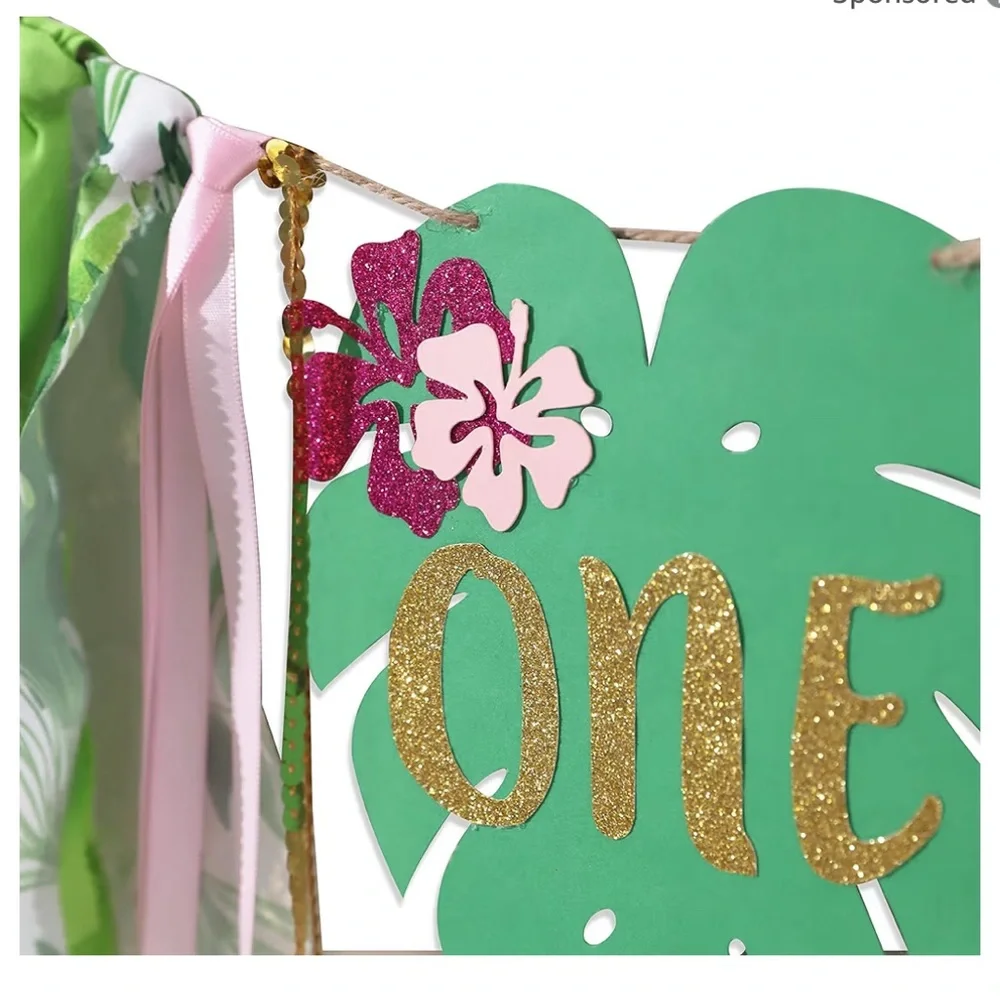 Aloha to One, 1 st. Birthday Luau Theme Highchair Banner